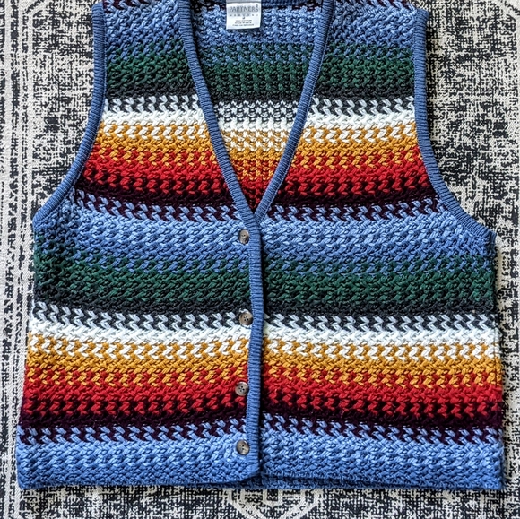 SOLD Crochet Knit Sweater Vest Earthy - Picture 2 of 16